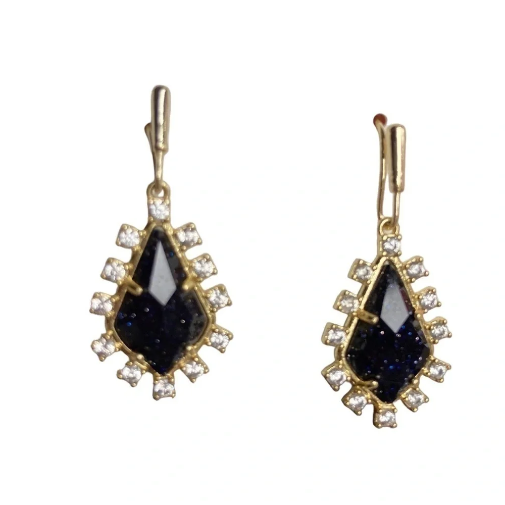Alicia Bonnie Thetis Gold Tone Black Dangle Dropp Earrings
